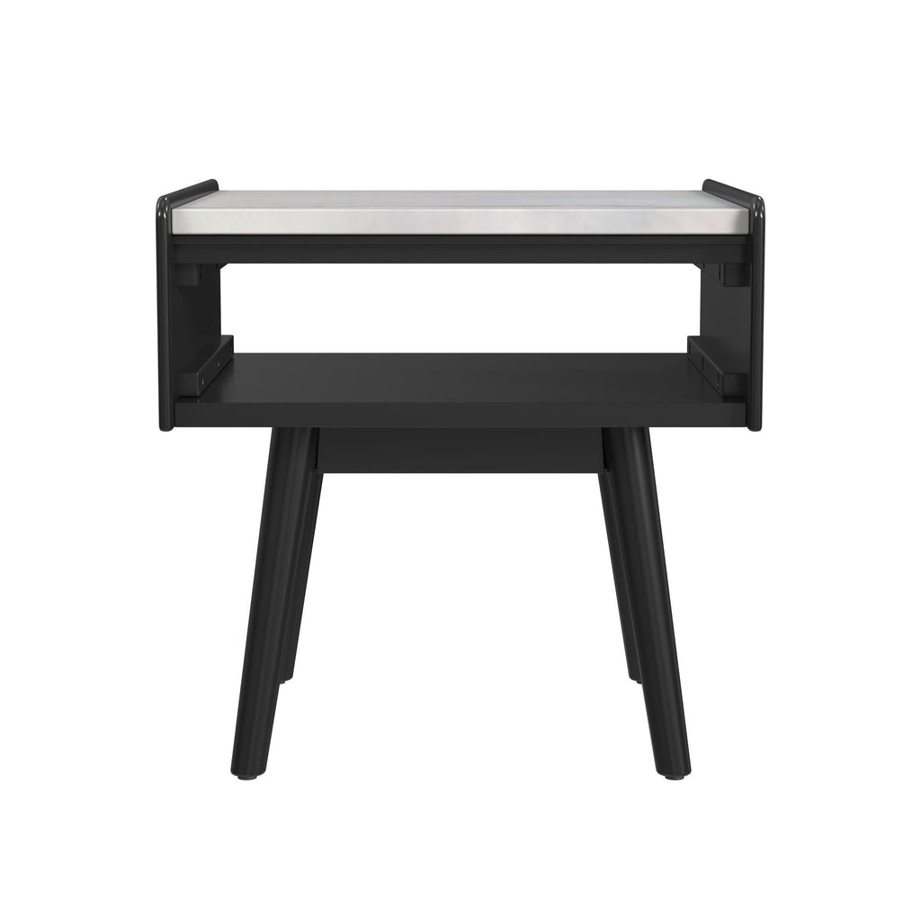 Lanette - End Table With White Marble Top - Black - Stylish Home Furniture