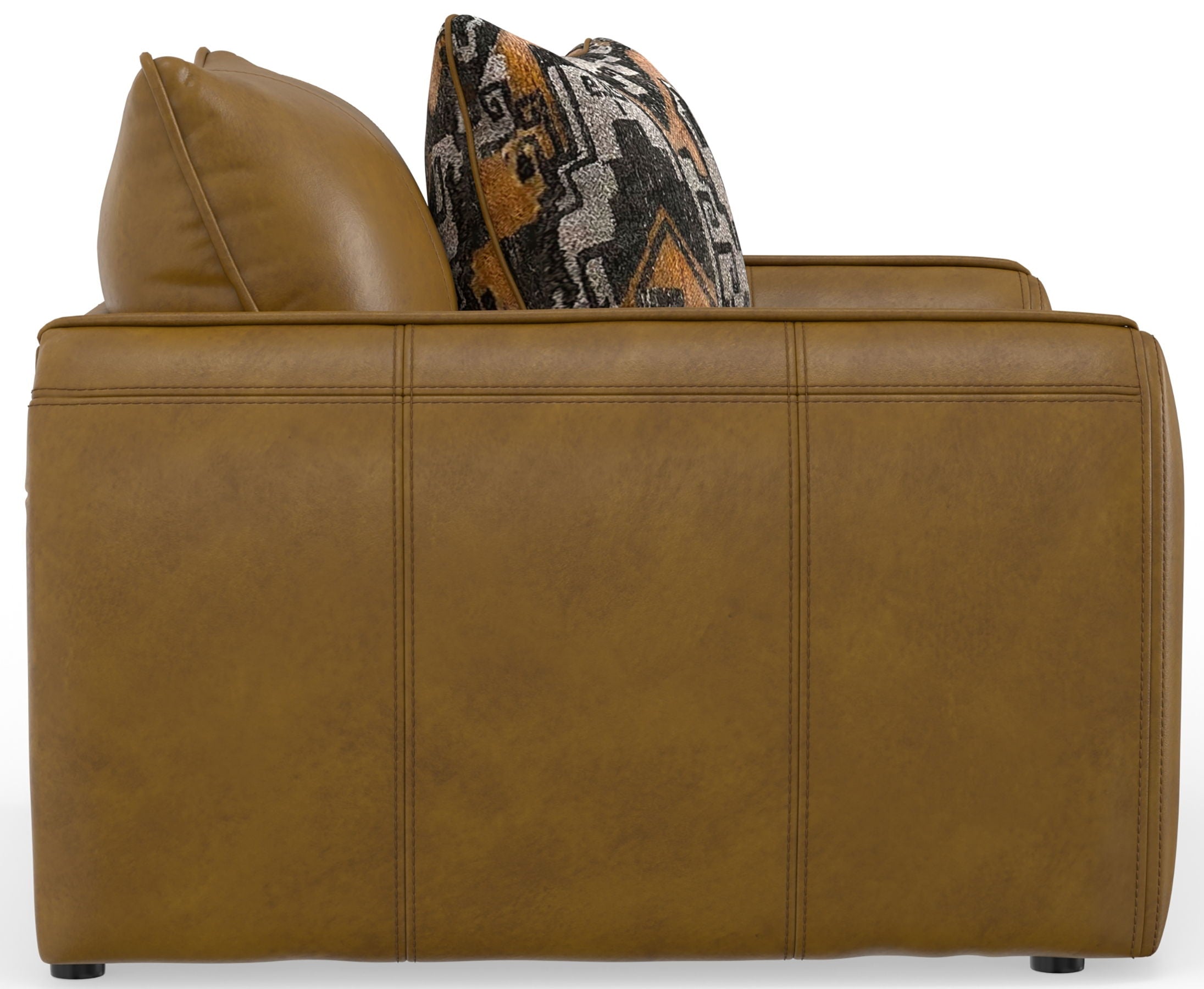 Corvara - Top Grain Italian Leather Match Chair & 1/2 - Caramel - Stylish Home Furniture