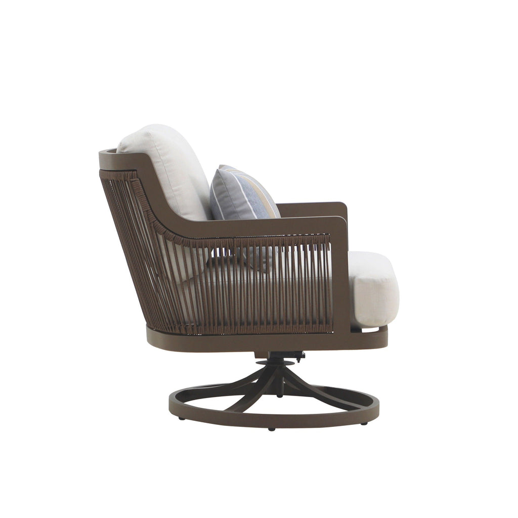 Genova - Patio Swivel Club Chair With Accent Pillow (Set of 2) - Gray - Stylish Home Furniture
