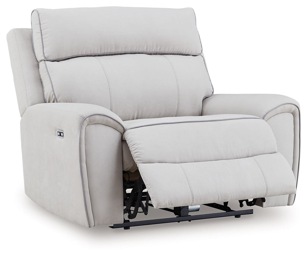 Social Pointe - Power Recliner / Adjustable Headrest - Pearl / Ash - Stylish Home Furniture