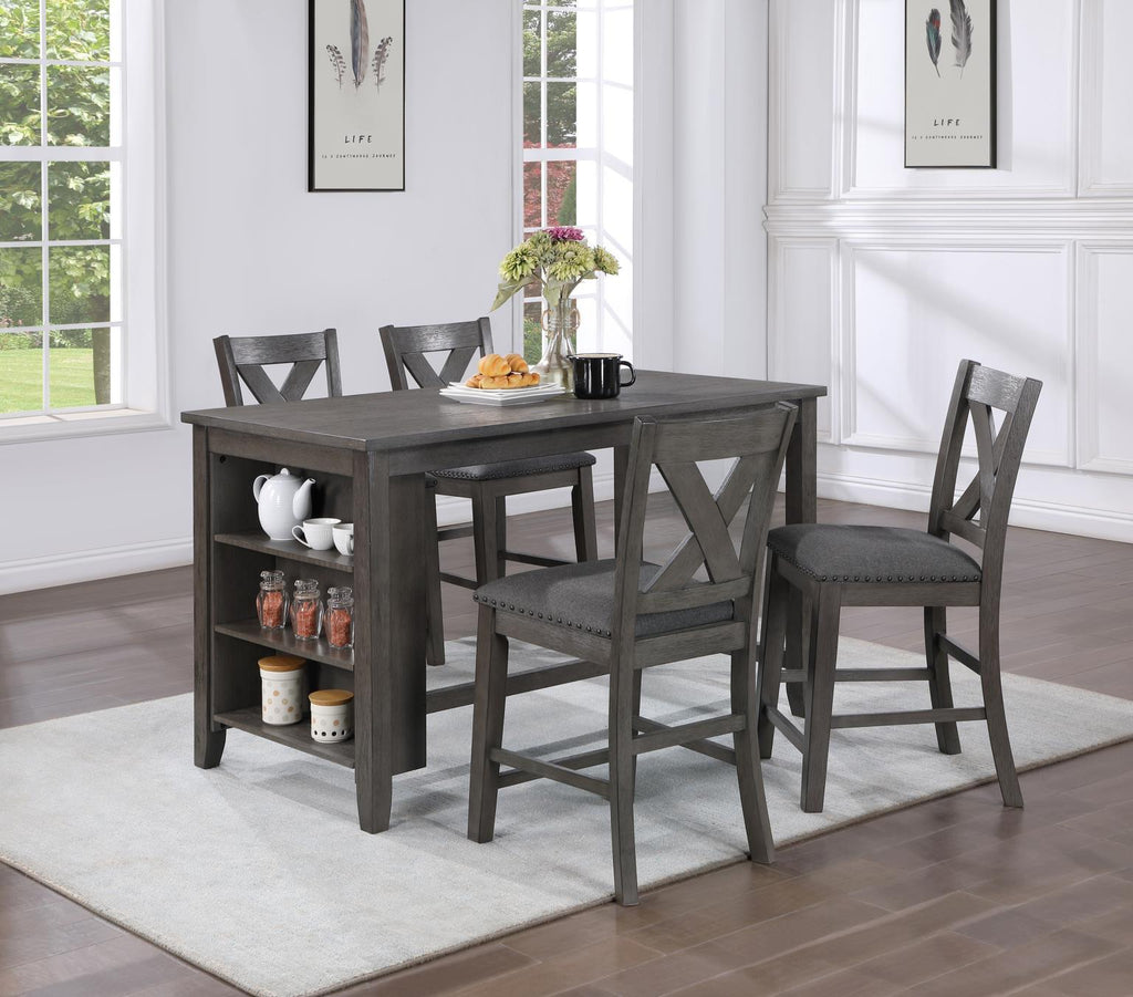 D176 - Pub Table With Wine Rack - Gray - Stylish Home Furniture