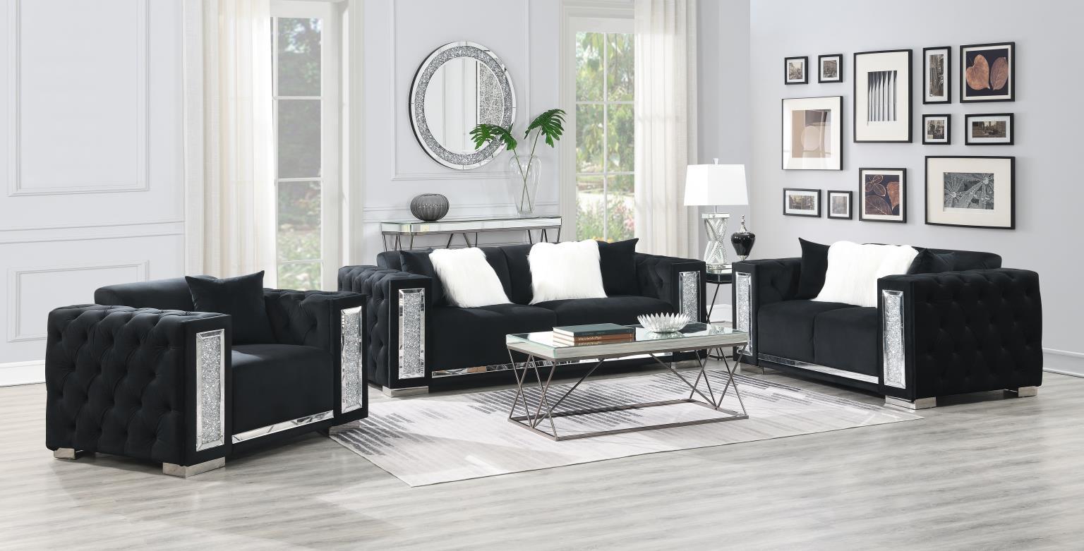 U249 - Velvet Sofa - Black - Stylish Home Furniture