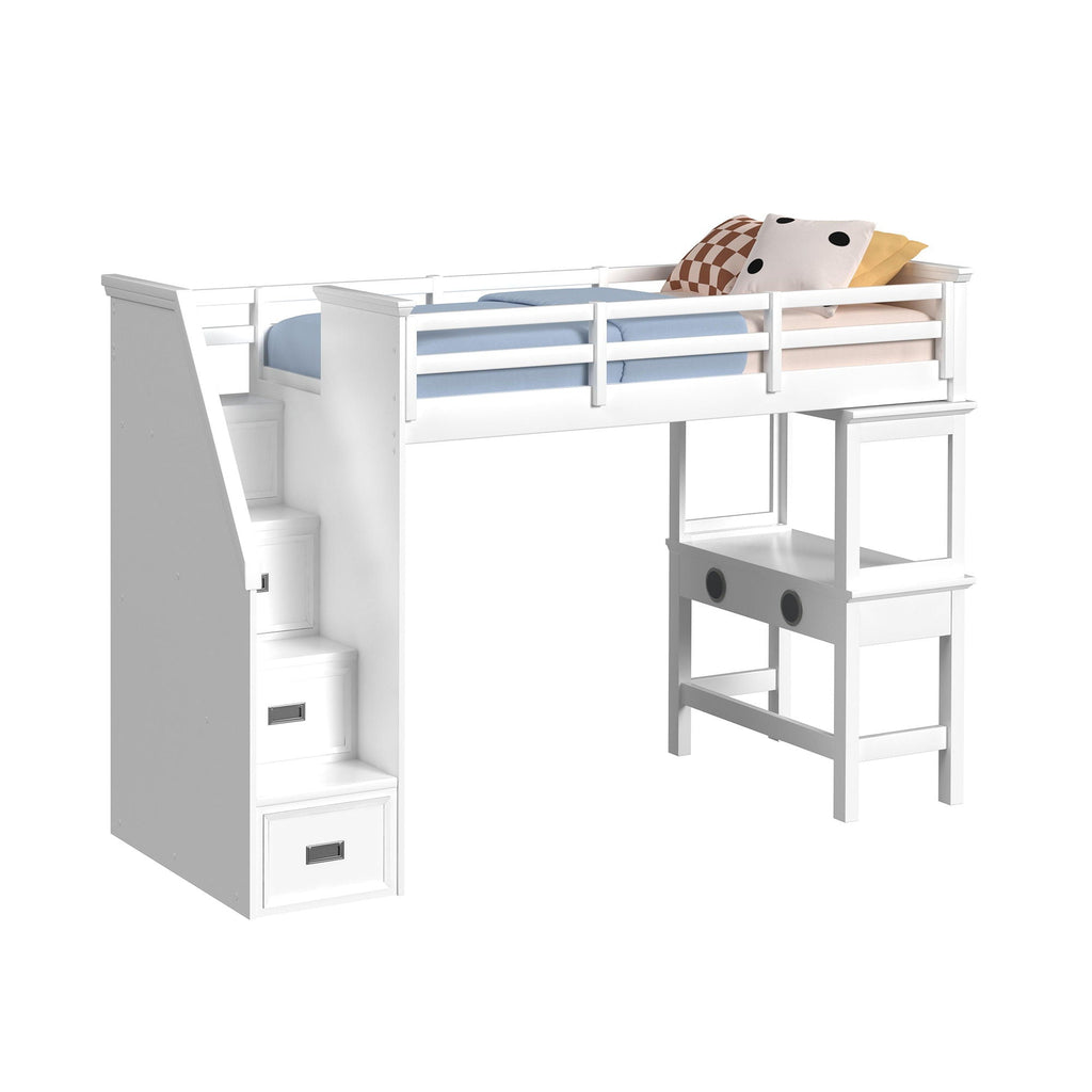 Hampton Kids - Loft With Staircase And Desk With Speaker Bedroom Set - Stylish Home Furniture