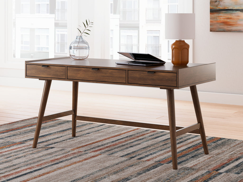 Lyncott - 3 Pc. - Home Office Desk, Chair, Bookcase - Brown - Stylish Home Furniture