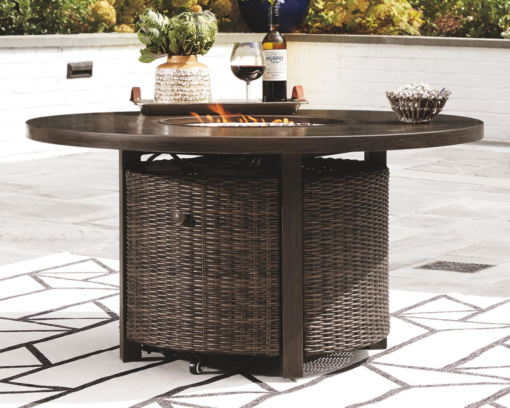 Paradise Trail - 5 Pc. - Conversation Set with 4 Swivel Lounge Chairs - Medium Brown