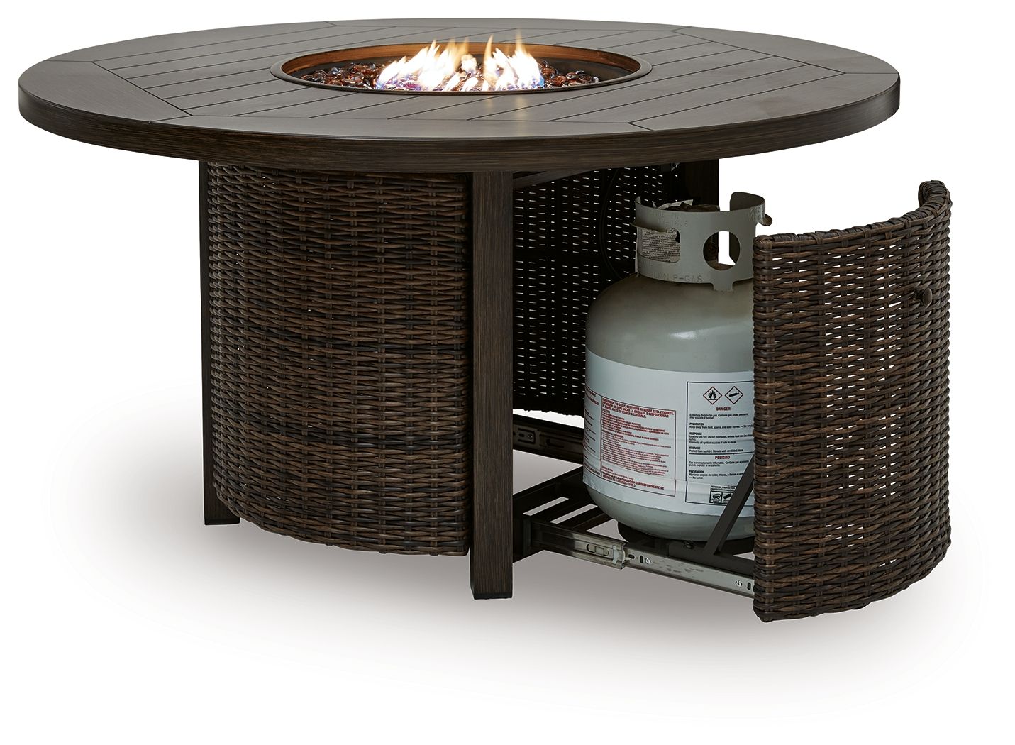 Monterey Point - Round Fire Pit Table - Dark Brown - Stylish Home Furniture