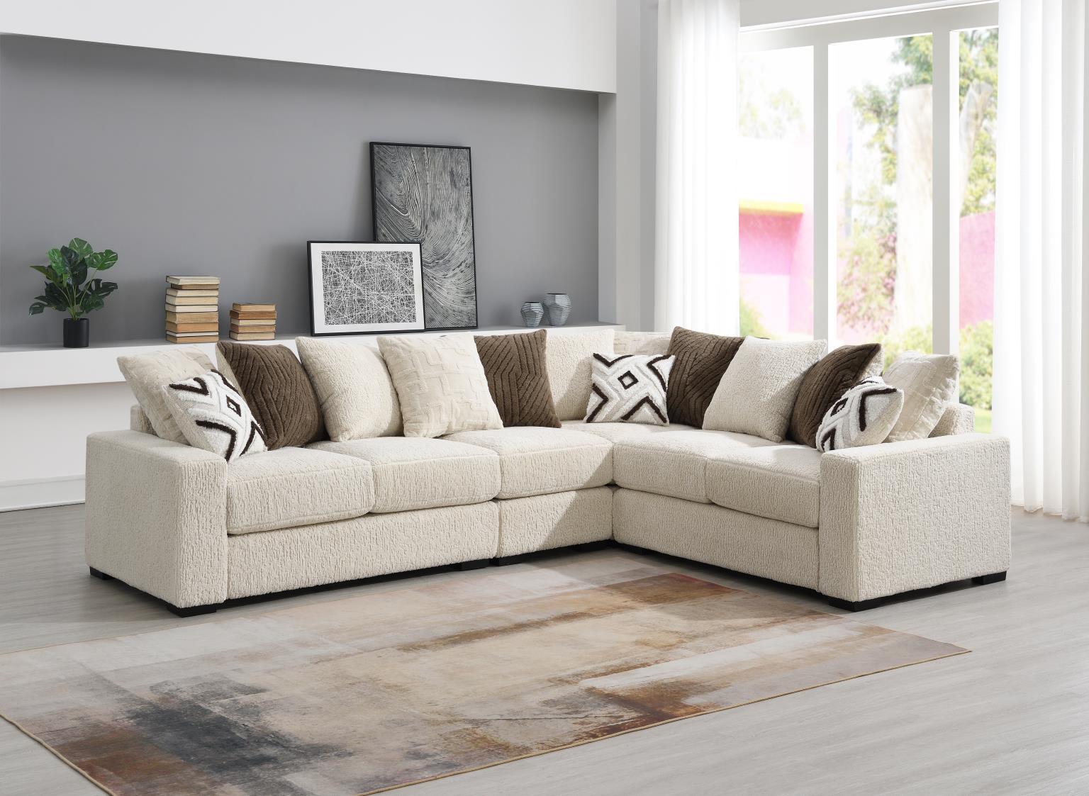 U328 - 4 Piece Sectional (1 LAF Loveseat 1 Armless Chair, 1 Wedge, 1 RAF Loveseat) - Beige - Stylish Home Furniture