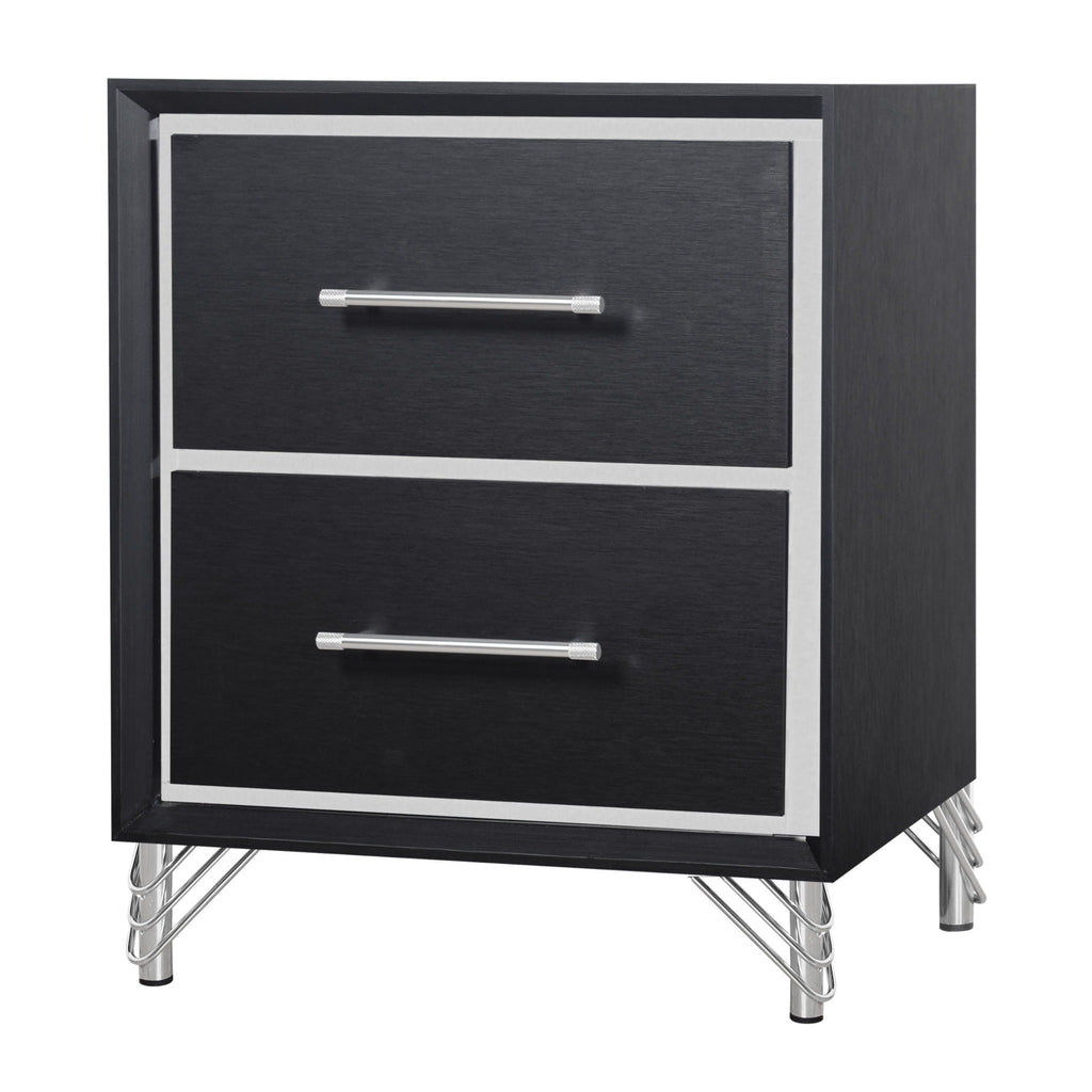Ava - 2 Drawer Nightstand - Ebony - Stylish Home Furniture