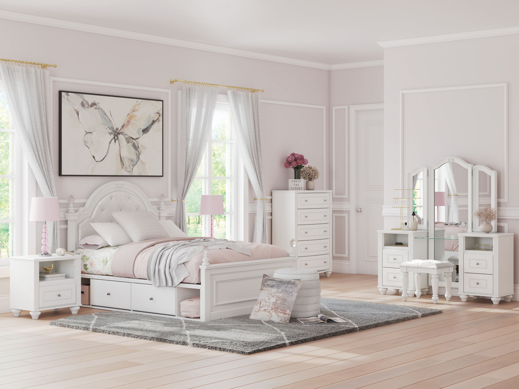 Kozlani - Vanity With Mirror - White - Stylish Home Furniture