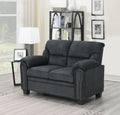U453 - Chenille Loveseat With Nailhead - Charcoal Chenille - Stylish Home Furniture