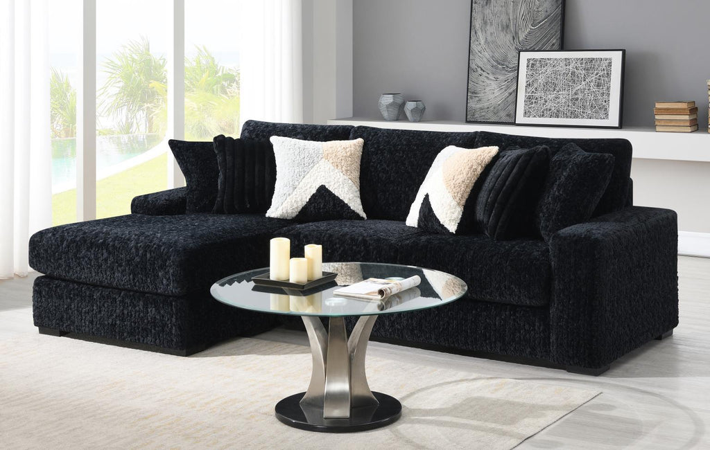 U281 - 6 Piece Setional With Right Chaise (1 LAF + 1 Wedge + 2 Armless Chair + 1 Console + 1 RAF Chaise) - Black - Stylish Home Furniture