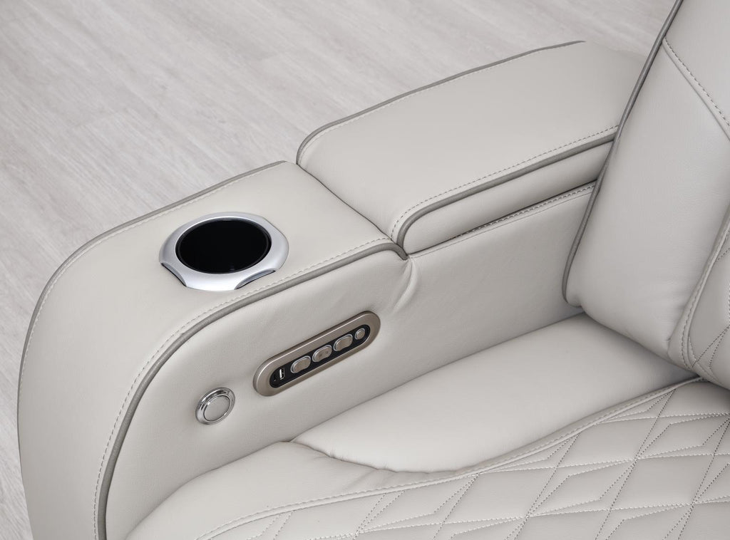 U11 - 3 Piece Power LED Sectional, Power Headrest, Heat, Massage Wireless Charger, And USB - Gray - Stylish Home Furniture