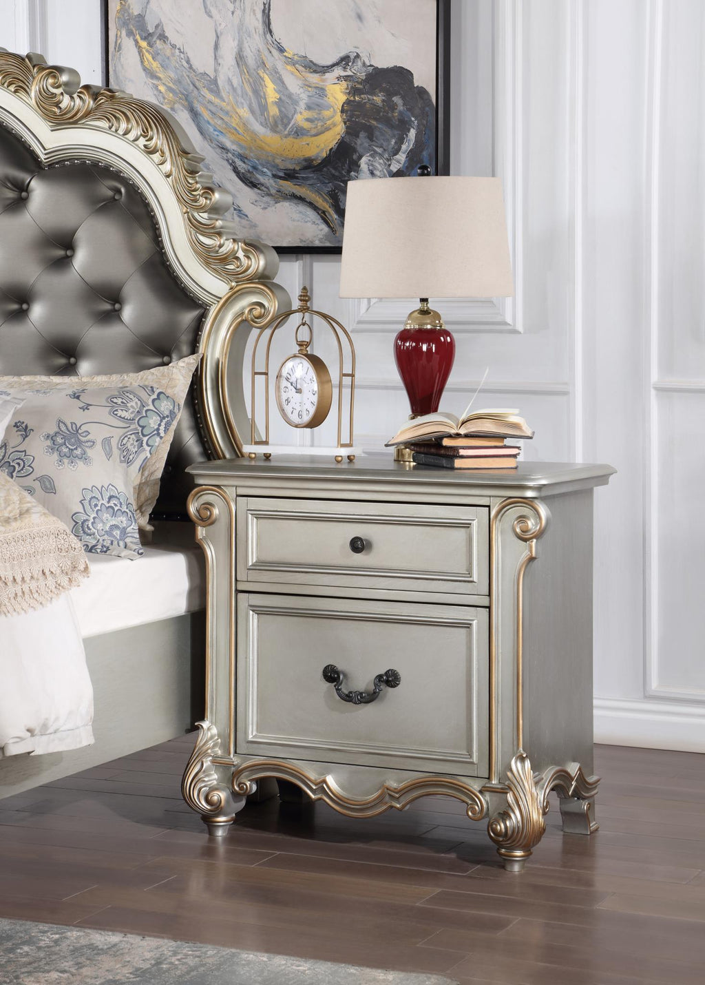 B060 - Nightstand - Antique Platinum - Stylish Home Furniture