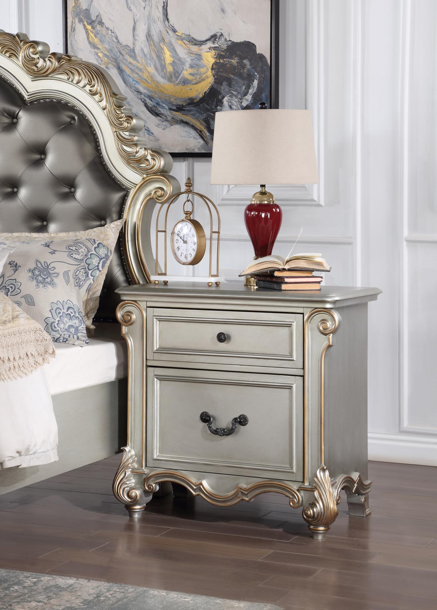 B060 - Nightstand - Antique Platinum - Stylish Home Furniture